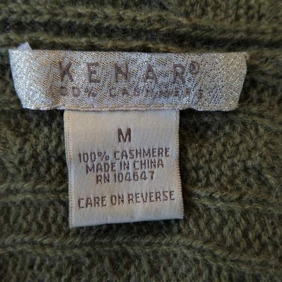 Kenar Pure Cashmere Cardigan 3D Cable Knit Green Open Front Wide Bell Sleeves M - Picture 7 of 8